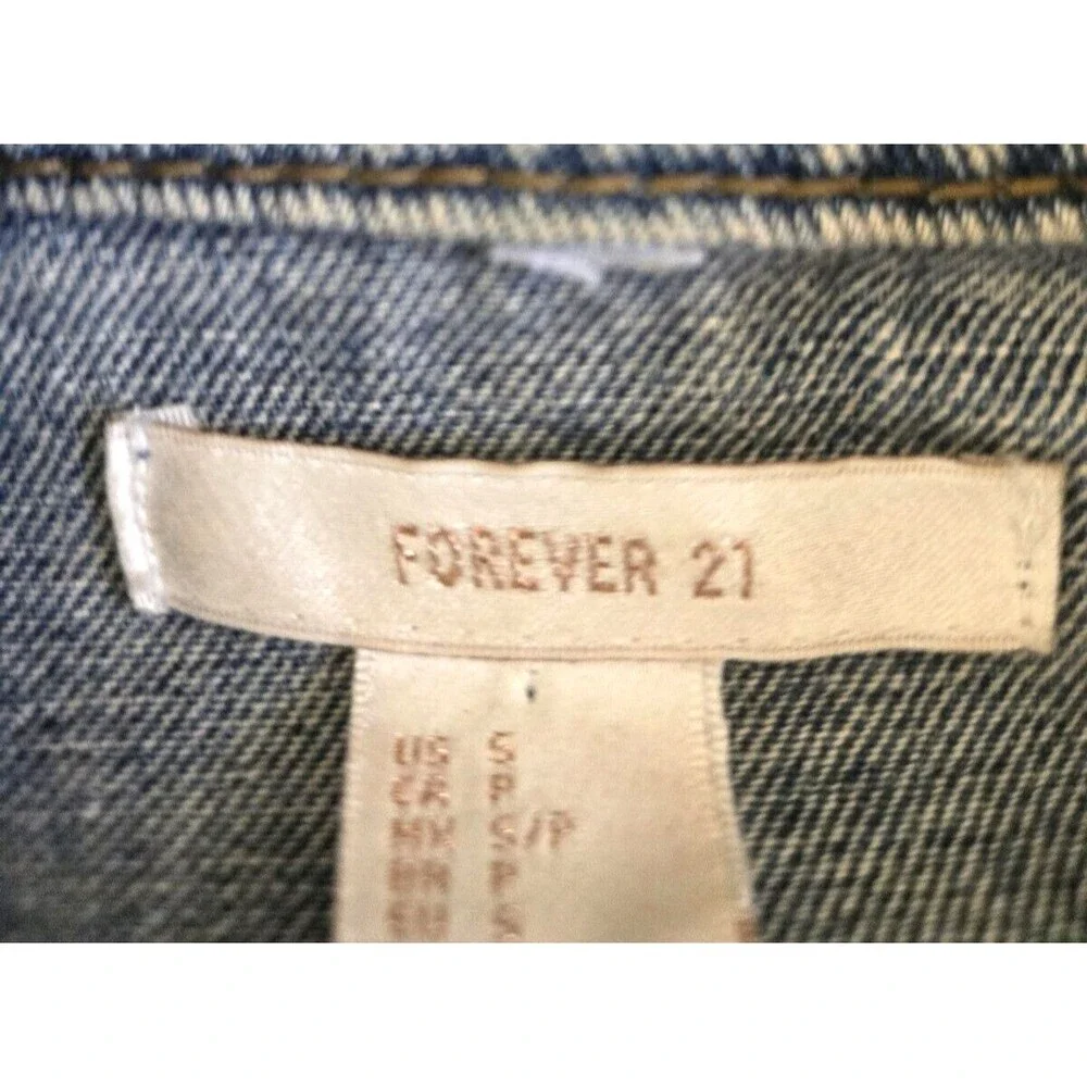 Forever 21 Distressed Long Denim Jacket, Women's Size Small - Picture 3 of 3